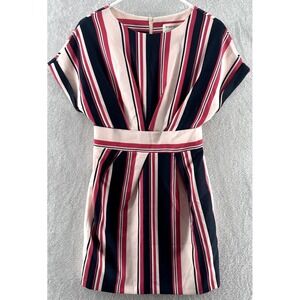 Pinkyotto Dress Womens Large Pink Striped Belted Round Neck